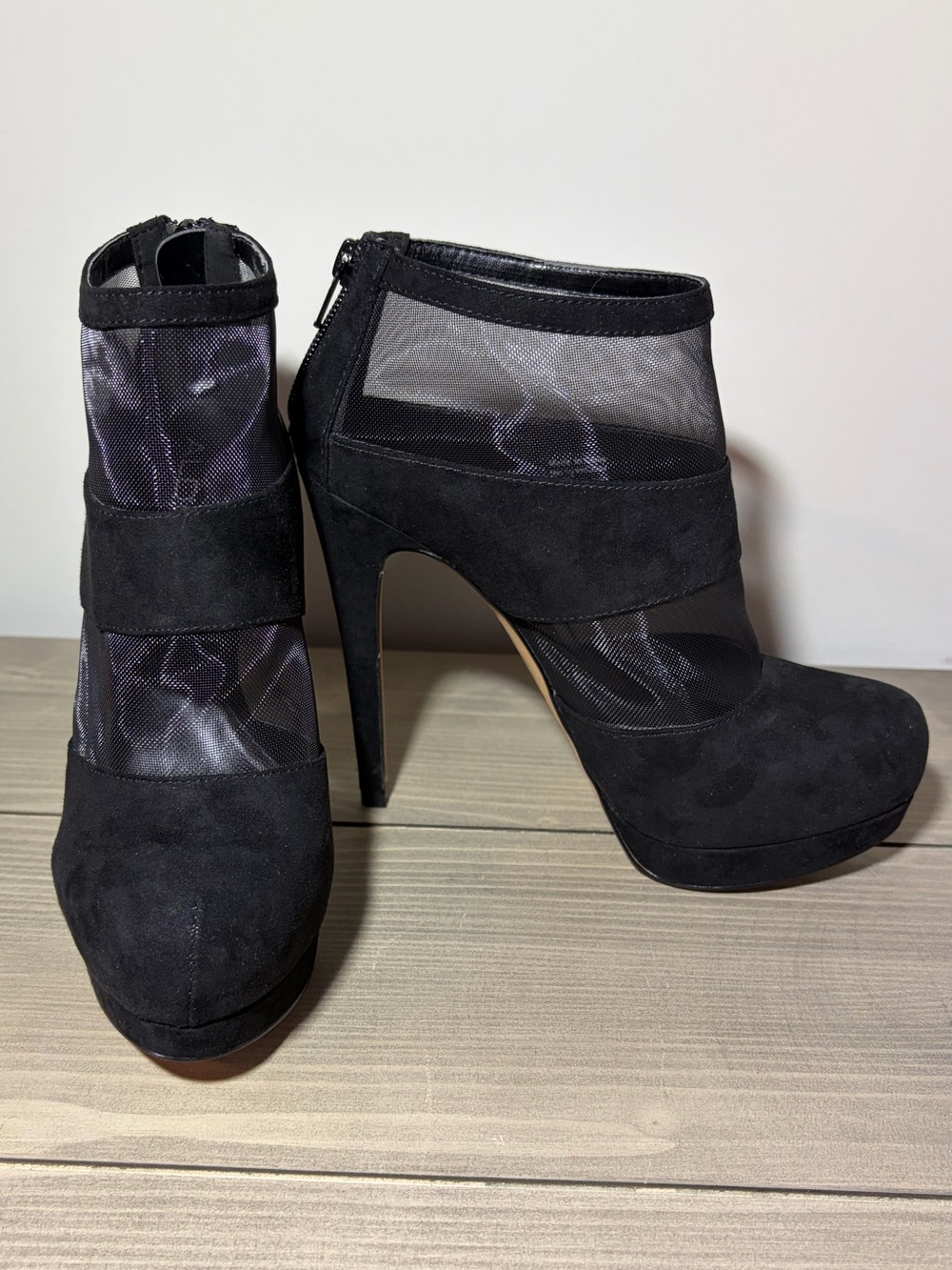 Aldo Black Suede & Mesh Ankle Booties